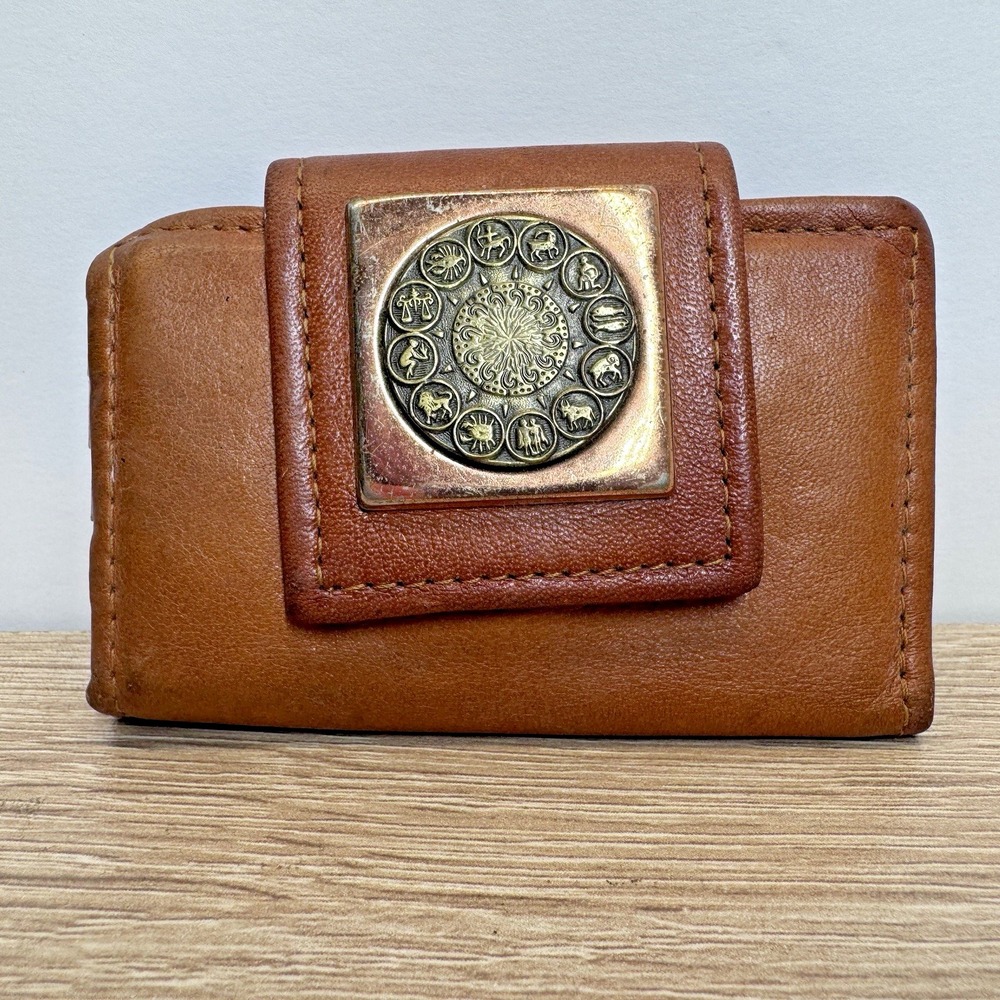 Vintage Rolfs Cowhide Leather 5 Key Caddy Zodiac Medallion Brown USA‎